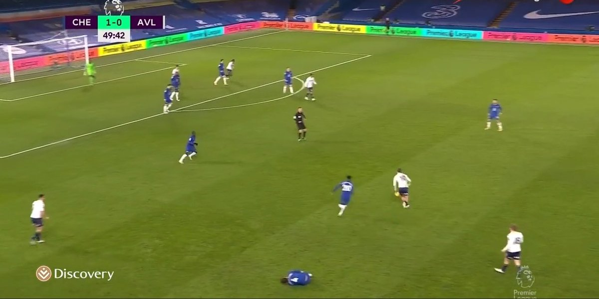 Villa Goal - El Ghazi• Christensen tries to tackle Grealish and goes down.• Villa plays on and still Christensen is still on the ground.• Chelsea have a man less in defence and Villa takes advantage of it.• It was Kante's fault this time and El Ghazi finishes easily.