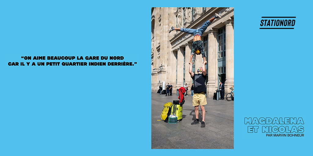 #StatioNord prévoit d'ouvrir la gare sur son quartier, ce qui ne sera pas pour déplaire à Magdalena et Nicolas, rencontrés sur le parvis.🤸‍♂️
Jusqu'à fin février, rendez-vous en #GareDuNord pour découvrir l'exposition de #MarvinBonheur ! 📸