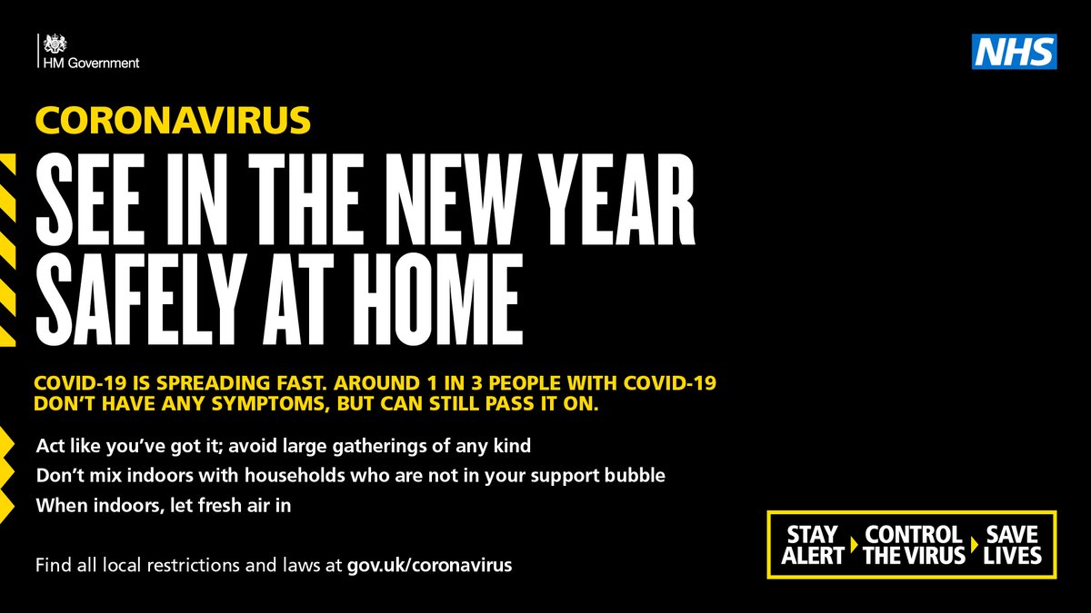 UKHSA_EastMids's tweet photo. You must follow the rules according to your tier on where you can go and who you can meet on #NewYearsEve 🎆

Remember that 1 in 3 people who have coronavirus don't have symptoms and could be spreading it without realising. https://t.co/4SPtmcdUiJ