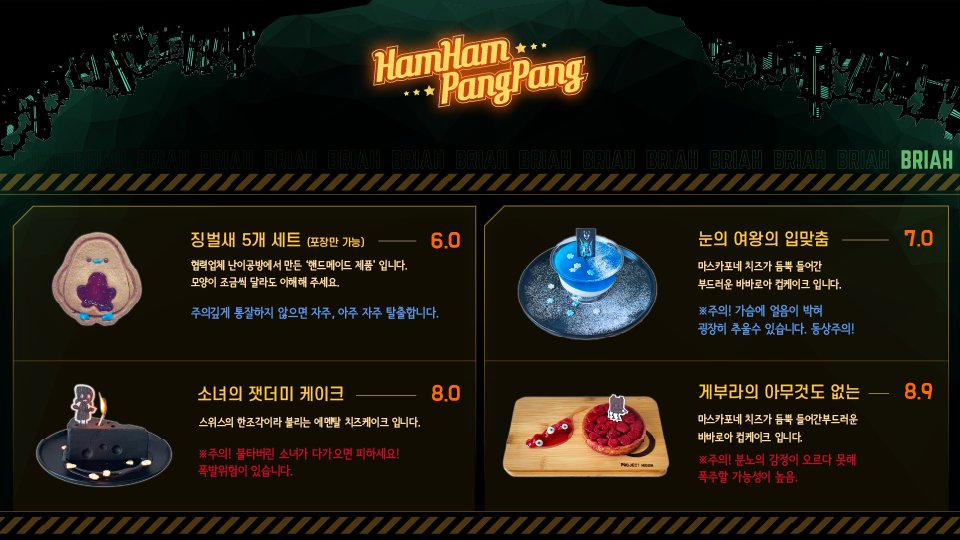 ハムハムパンパン中層ツアー新規フードメニュー翻訳 素人仕事なので