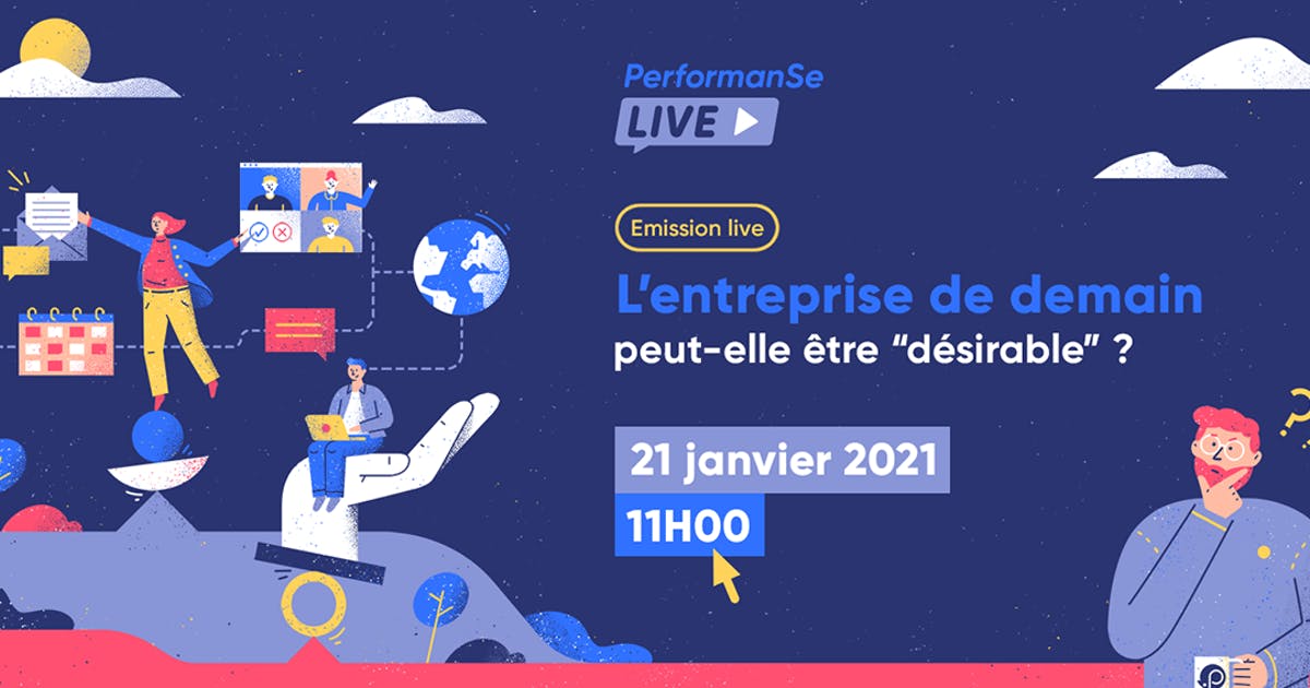 [PerformanSe Live] L’entreprise de demain peut-elle être « désirable » ❓ Le 21.01 retrouvez <a href="/Enthoven_R/">Raphaël Enthoven</a>, <a href="/BahierL/">Livia Bahier Michel, PhD</a>, Emmanuelle Joseph-Dailly et <a href="/jpralong/">jpralong</a>  pour un live 📹, dans lequel ils exploreront le monde d’après  🔥 Inscrivez-vous 👉 ow.ly/HT7T50CLH1Z  #futureofwork