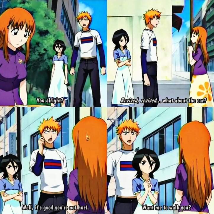 And maybe this is just my impression but I have the feeling that in the anime Ichigo acts almost without concern towards Orihime