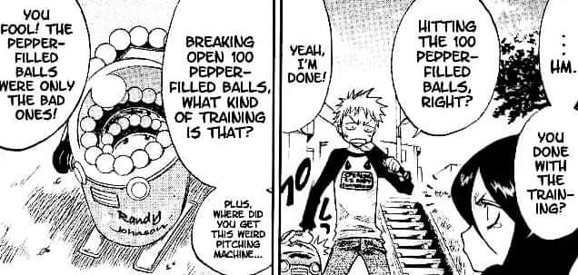 In the manga Ichigo and Rukia were TRAINING in the park until Orihime happily comes to greet them and Ichigo discovers that she was run over when she sees her arm (Well, pay attention to Orihime)