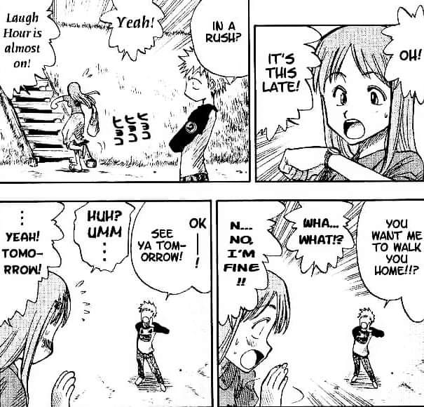 While in the manga he is really very concerned and more attentive to her.