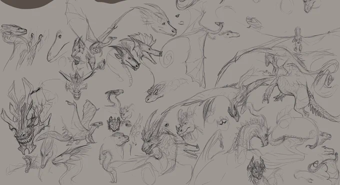 Hunting through old documents for other stuff, but may I interest you in some big ol' sketch pages from June last year when I had Wings Of Fire on the brain? 