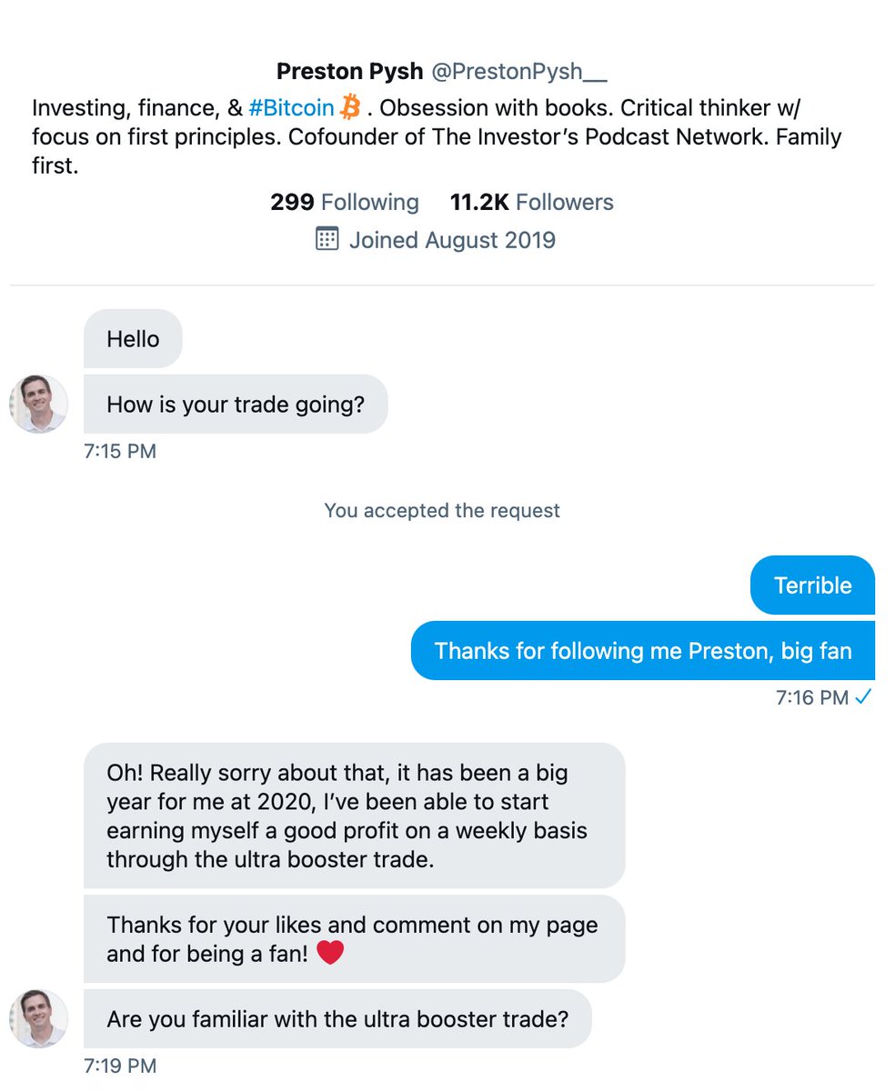 Yo  @PrestonPysh, fucking with one of your scammers.