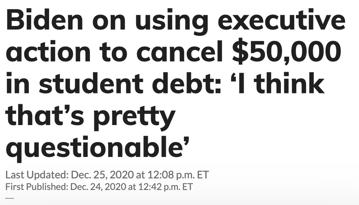 I would *love* to quote tweet Biden's claim that he doesn't have the power to cancel all student debt, or to call for a national database on police misconduct with a simple: "yes he can."