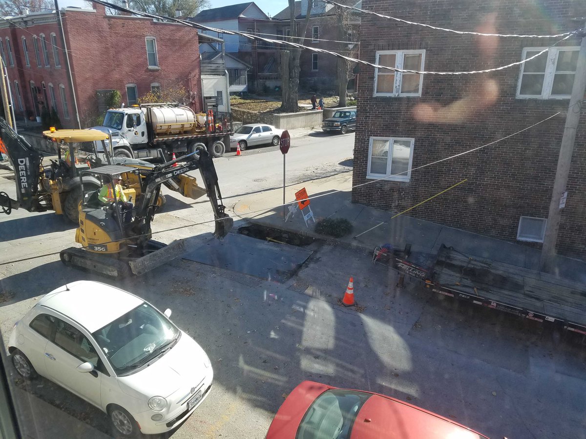 This hole they were filling was dug a week prior to that. They had to dig this hole because...