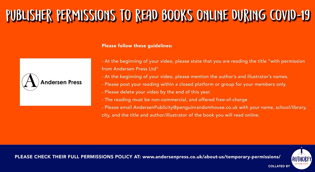  PUBLISHER PERMISSIONS: READING BOOKS ONLINE Do you want to read books, record videos & share them online with your students?This thread should help!Please note: some policies haven’t been updated for 2021 yet so please check the full guidelines before sharing videos.