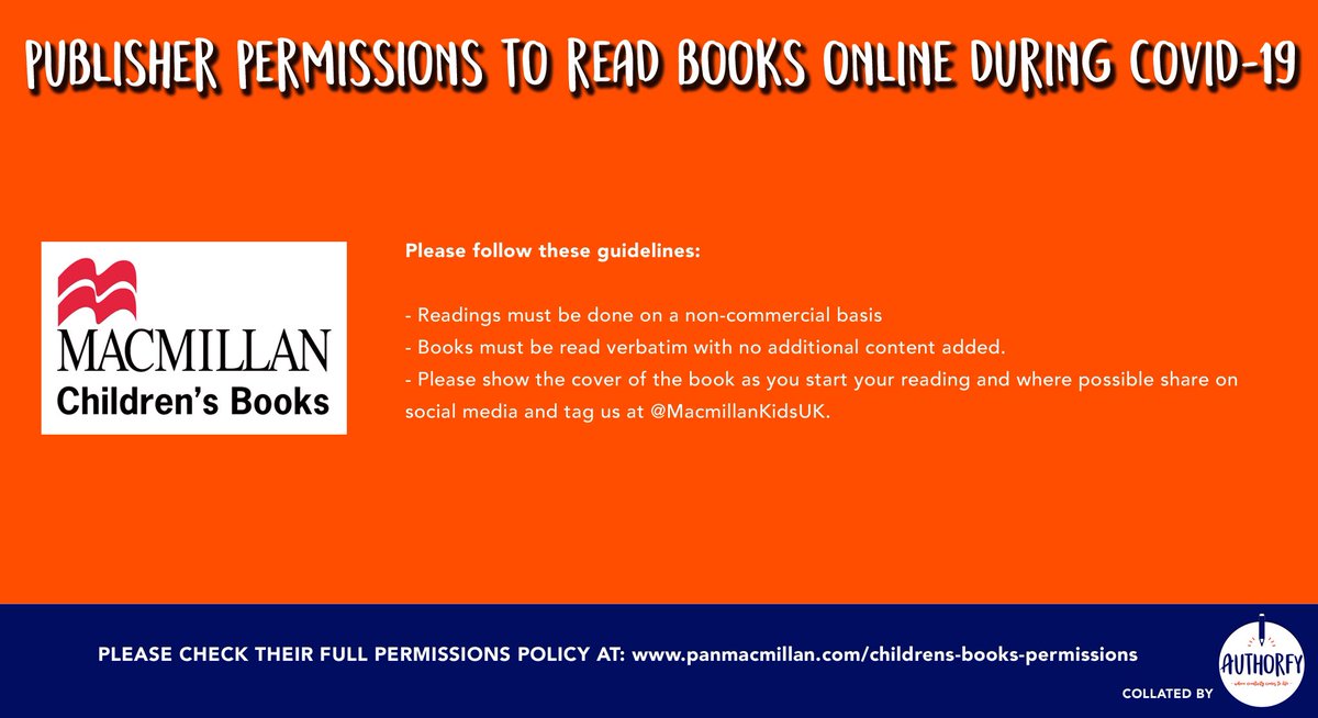 More from  @MacmillanKidsUK  @OxfordChildrens  @QuartoKids  @PuffinBooks Please note: this is only a summary of publisher permissions & some have not yet been updated for 2021, so please check the full guidelines before sharing videos with your students 