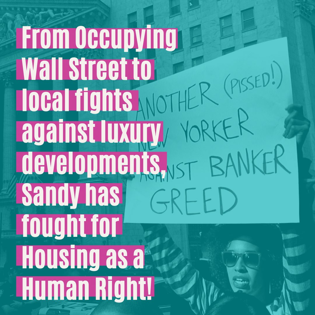 SandyforCouncil's tweet photo. We are 6 days away from our first filing deadline for the 2021 cycle and we're giving you reasons to donate! Here is reason #6: Sandy has stood with housing justice activists and organizers against the real estate industry. Donate today: https://t.co/jA1LyFoKIU https://t.co/M2uRx5vXa3