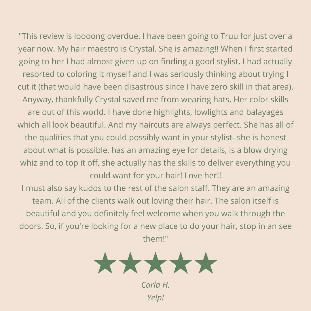 TRUUSALON's tweet photo. Thanks for the detailed review, Carla! We always appreciate feedback and love to know you're getting the best experience at #Truu https://t.co/lauumvuQCG
