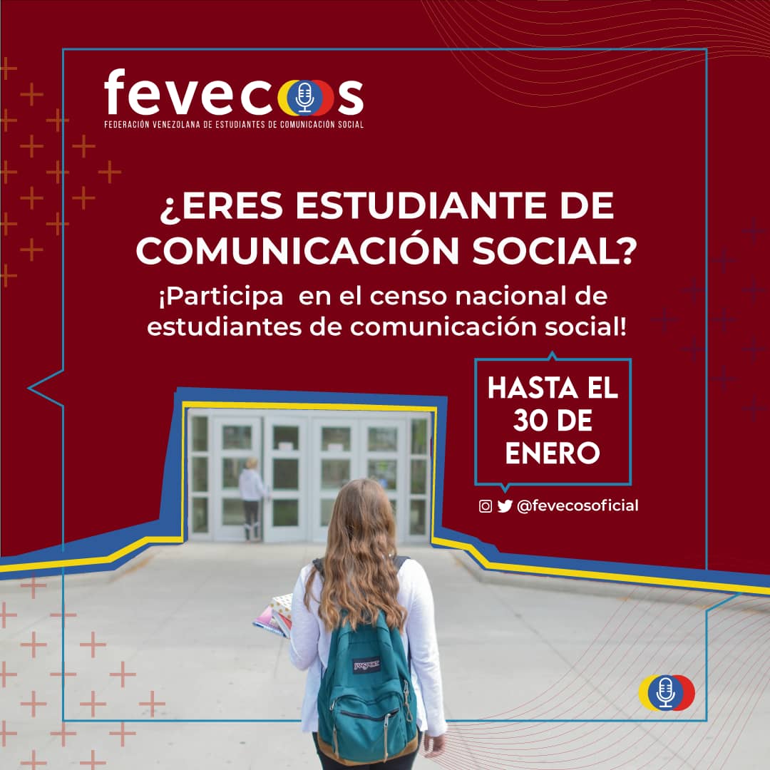 🔰 CENSO NACIONAL DE ESTUDIANTES DE COMUNICACIÓN SOCIAL

🔗 Link del formulario:
forms.gle/oBsm9nnzDPRFRZ…

🗣️Si conoces a otros estudiantes que aún no saben de este censo, difúndelo y hazlo llegar a los demás estudiantes de tu escuela. 

¡Somos Fevecos!

#FEVECOS