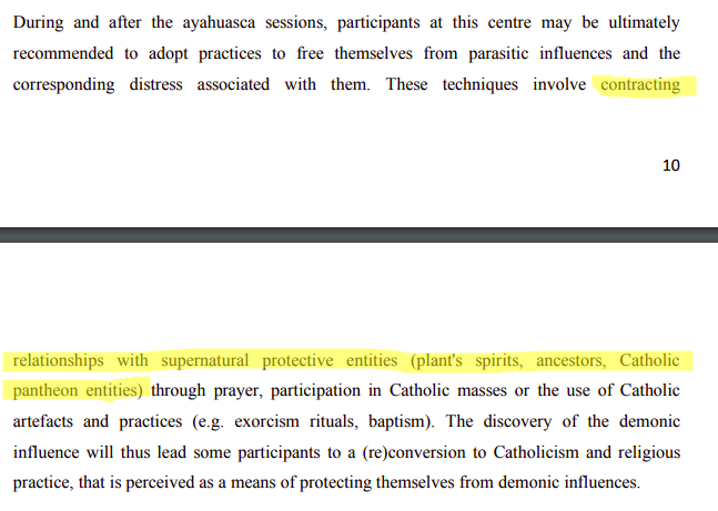 On to ayahuasca centers (Takiwasi specifically)They're more Catholic than the one I was at, but otherwise similar paradigm... distress / disease often caused by bad spirits / bad energy, and the cure is "contracting relationships with supernatural protective entities"
