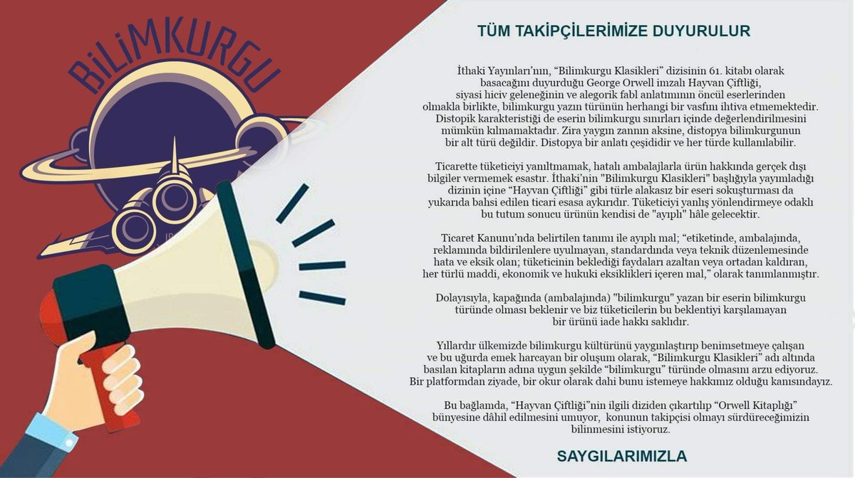 bilimkurgukulup's tweet photo. Gelen şikâyetleri haklı bulduğumuzu ve kulüp nezdinde bu duyuruyu kaleme alma gereği duyduğumuzu açıklar; @ithakiyayinlari gibi yerli bilimkurgu okurlarının hassasiyetine önem veren bir kurumun işbu şikâyetleri içtenlikle değerlendireceğinden şüphe etmediğimizi belirtmek isteriz. https://t.co/xlLutcIz5d