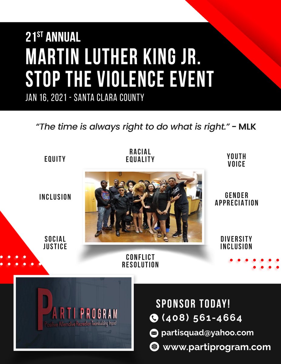 Ts & Ss in SCC join 21st annual MLK Jr. Stop the Violence Event bit.ly/RegMLK21 @SCCOE is partnering to create a Youth Civics Action Council centering race & ethnicity as the driving force to youth action #LivedCivics @CivicSantaClara @MET_SCCOE