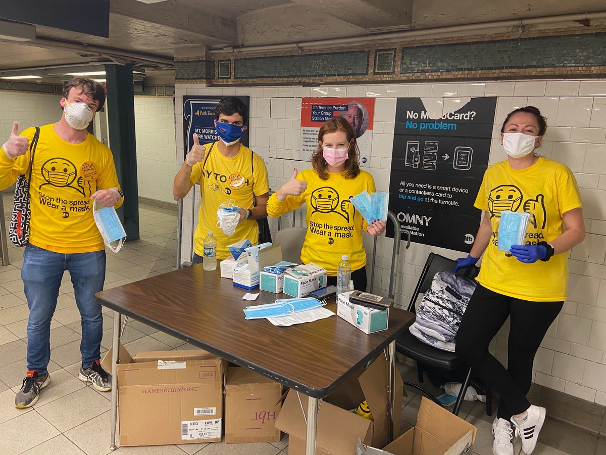 4- In July we launched the Mask Force, volunteer teams that hand out masks to anyone who needs one. We’ve handed out 400,000 masks to date.  In November, Mask Force went regional!  @PATHTrain,  @NJTransit,  @Amtrak, and  @SEPTA have mask forces of their own.