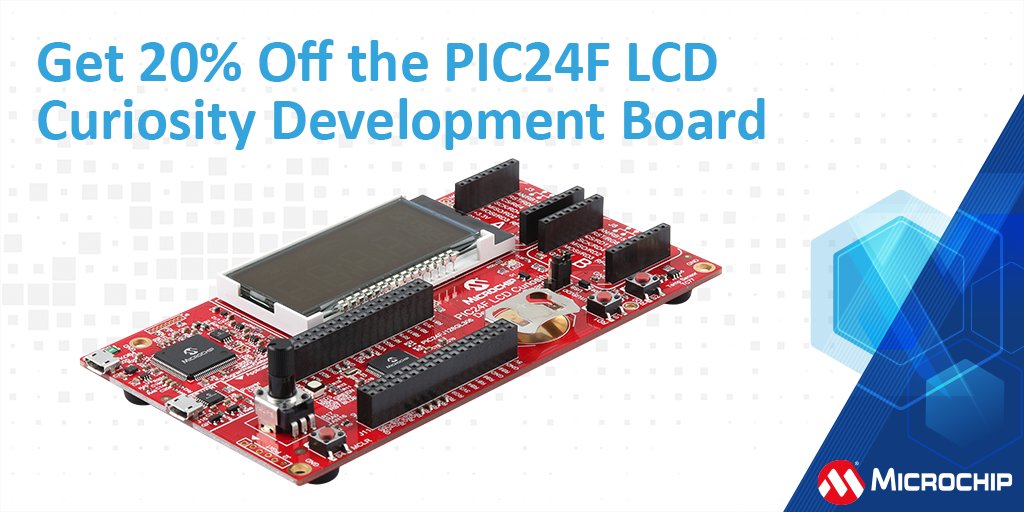MicrochipTech's tweet photo. Explore segmented LCD interfacing and various features of low-power PIC24F MCUs with a cost-effective, fully-integrated development platform: The PIC24F LCD Curiosity Development Board. Get 20% off with code TP2101. https://t.co/cEdWasB38v #devtools #pic24 #lcd #developmentboard https://t.co/YgbChryf0q