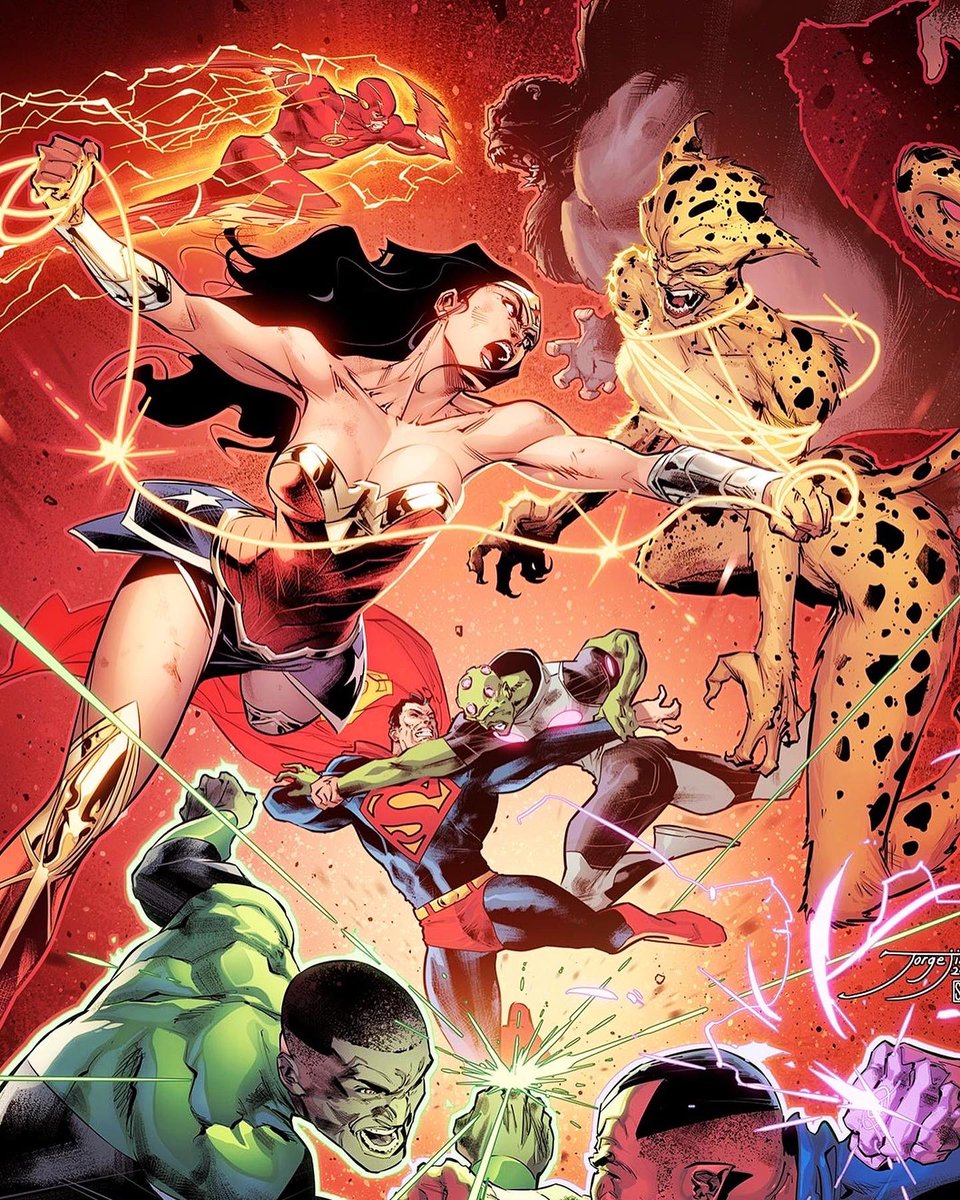 Hey friends, Here a #wonderwoman vs #cheetah cover detail of our #justiceleague run! Awesome ⁦@loquesunalex⁩  colors !! ;) 
