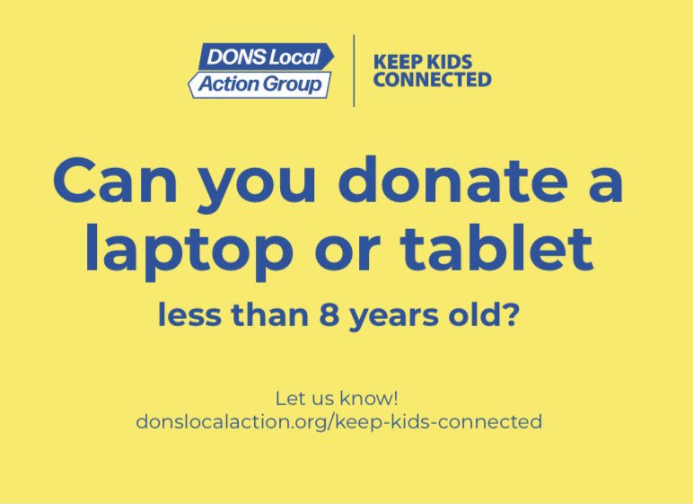 The  @DLAConnectKids Keep Kids Connected campaign is collecting unused devices, wiping them and donating them to students to access remote learning in SW London. Since March they’ve delivered over 1000 devices to schools - donate here: https://donslocalaction.org/keep-kids-connected/