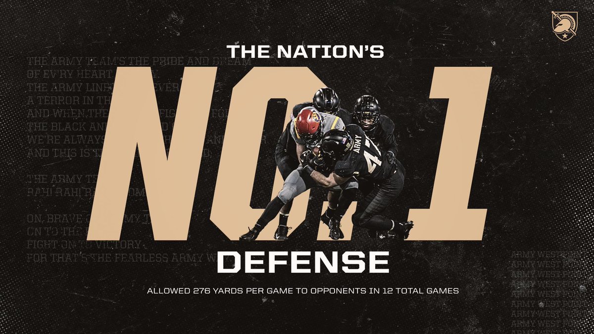 ArmyWP_Football's tweet photo. Leading the nation in total defense ‼️

We allowed 276 yards per game in our 12 games this season. 

#GoArmy https://t.co/zQZe4HSsn2