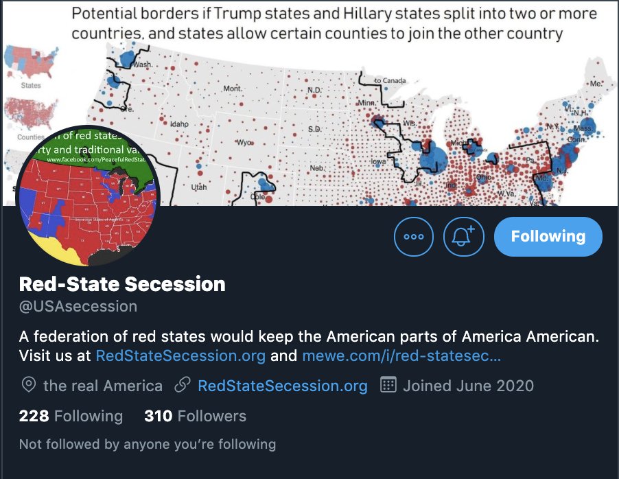 There's a group called Red State Secession organizing on Facebook (7.8K followers) and Twitter (310 followers) & calling for a Jan. 6 revolution. Their pages link to a website, asking followers to send in home & office addresses + travel routes of perceived "political enemies."