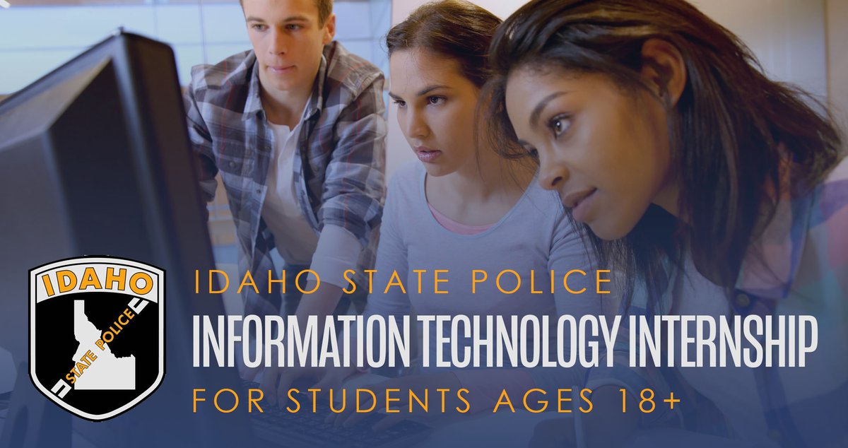 IdDeptOfEd's tweet image. Students ages 18+ may now apply for two internship openings within the Information Technology Service Desk Unit at the Meridian Headquarters of @ISPHeadquarters! 

More info at isp.idaho.gov/hr/internships/ 

To apply: respond via email with your resume by Jan 29 to jobs@isp.idaho.gov