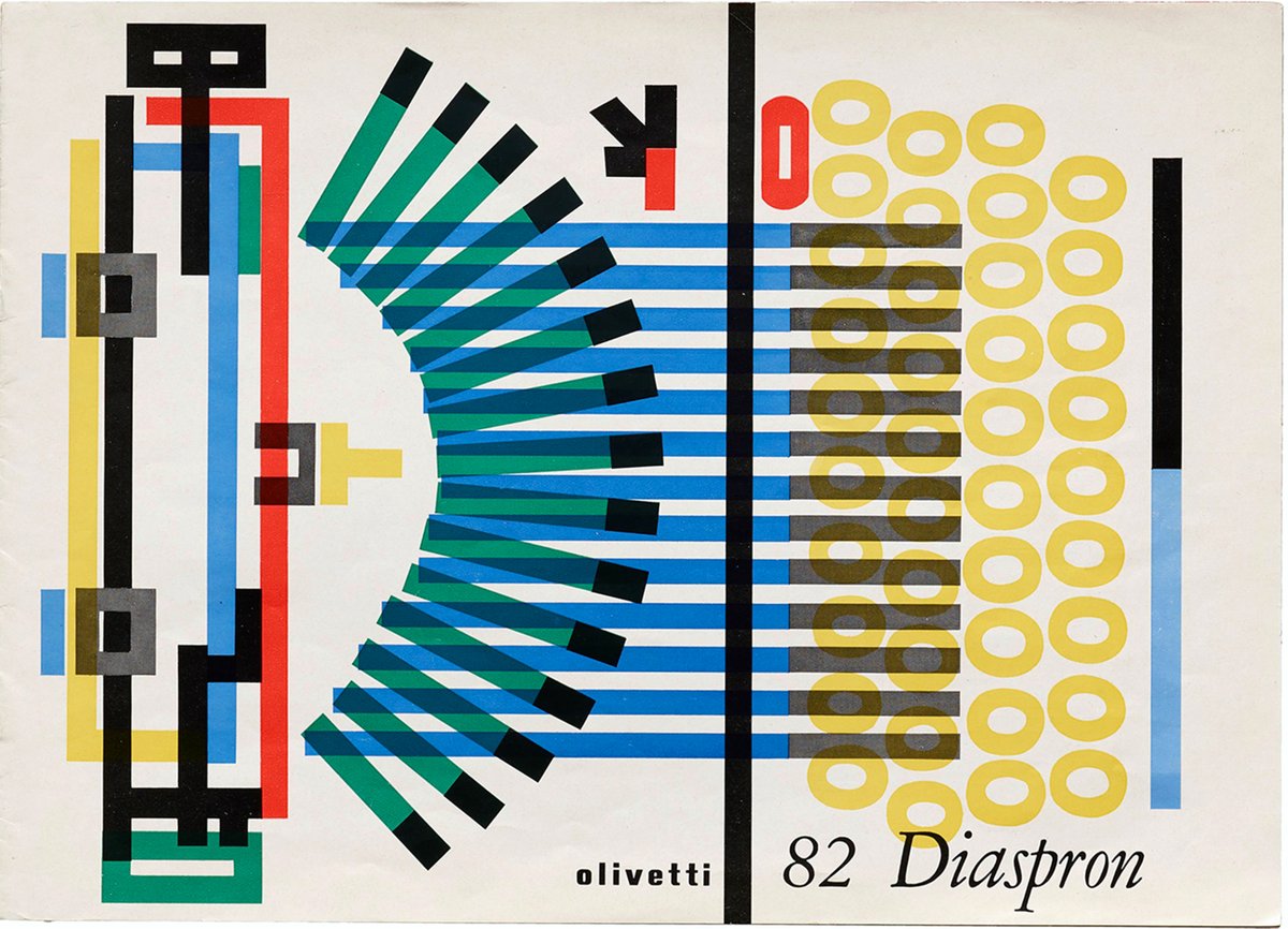 Pamphlet for the Olivetti Diaspron, 1965. Giovanni Pintori, designer.  #wardsmorguefile