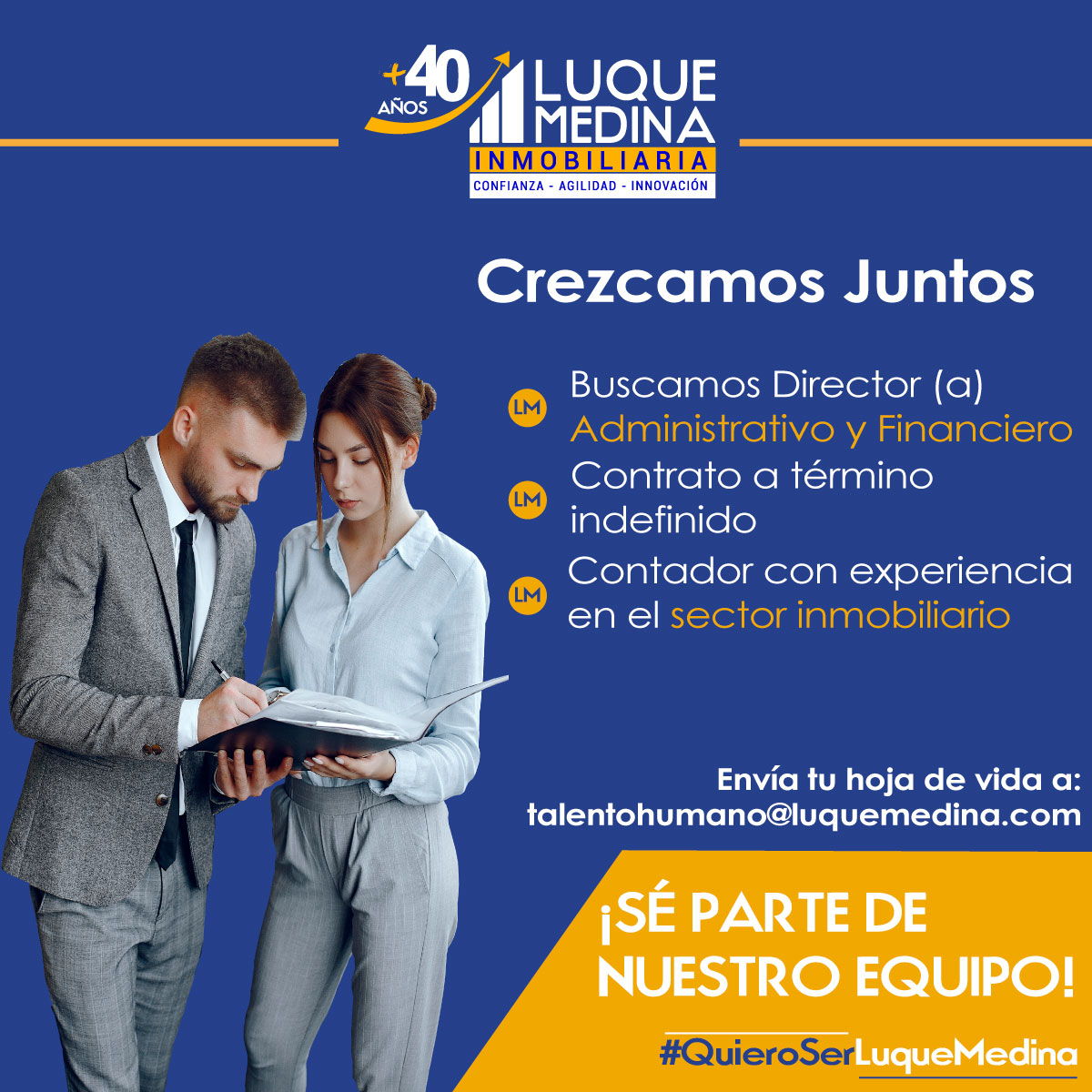 LuqueMedinaCia's tweet photo. #TrabajoSiHay Queremos que hagas parte de nuestro #TeamLuque, si eres contador y tienes experiencia en el sector inmobiliario esta es tu oportunidad.

Envíanos tu hoja de vida a: talentohumano@luquemedina.com https://t.co/6kDDQ2ttV4