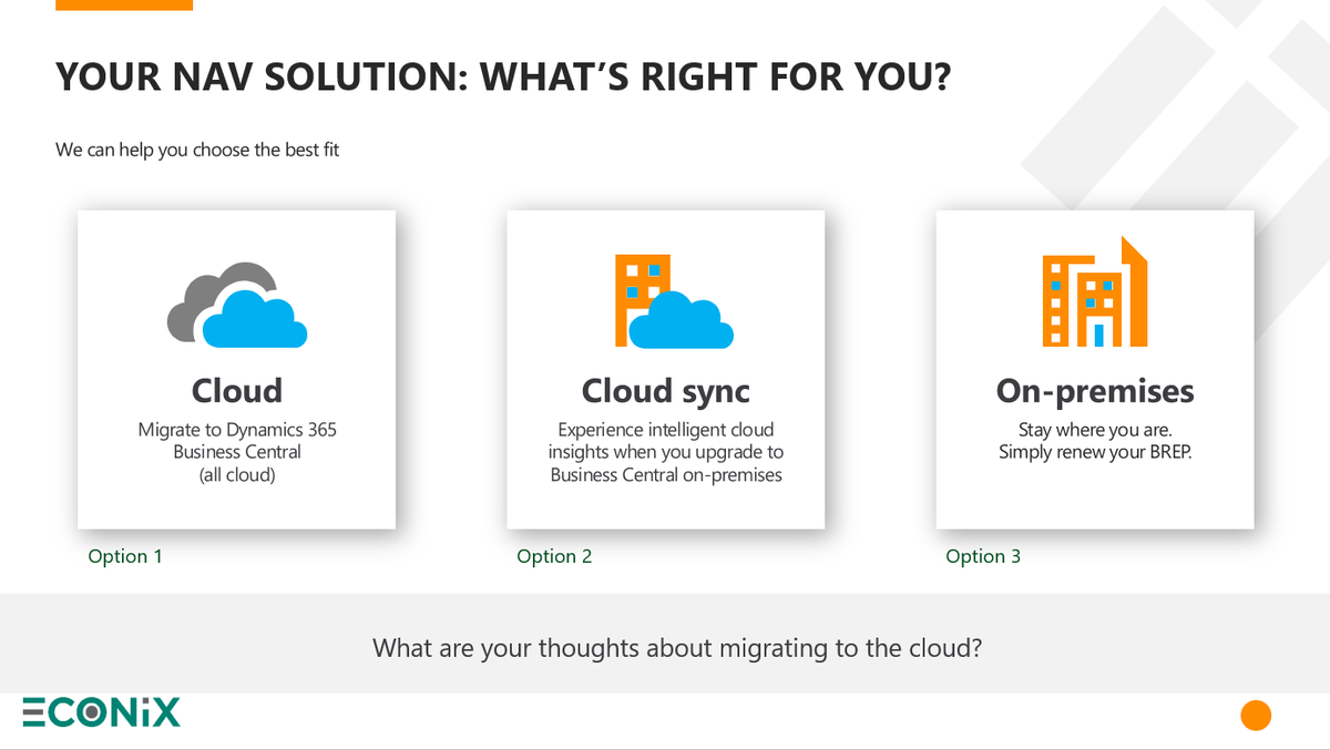EconixInfoTech's tweet image. Are you thinking about new approach to your business solution in 2021? Are you trying to find out right fit for your business model?      Consult #EconixInfoTech to move your NAV to Cloud.
