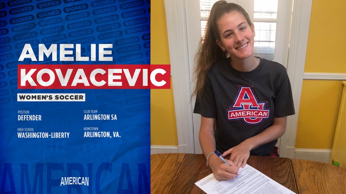 Next up is a speedy defender from just across the river in Arlington. Welcome to the  #AUWSOC family, Amelie Kovacevic! #BeAnEagle |  #AUEagles