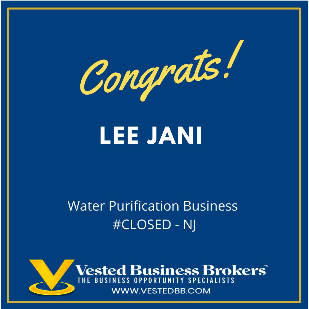 Vestedbb's tweet image. Successful closing at Vested Business Brokers 🎉

Congratulations, Lee Jani on closing a New Jersey water purification business. 

Contact Lee Jani TODAY! 
732-233-8287
ljani@vestedbb.com
ow.ly/zNX550CZDMO

#closed #vested #congrats #calltoday #fireyourboss #dayspa
