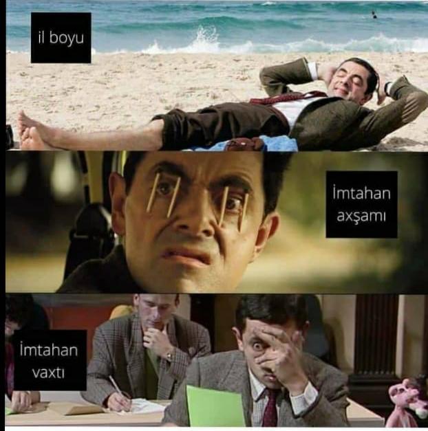 Sabah imthanm vəə heçnə oxumamşam😄