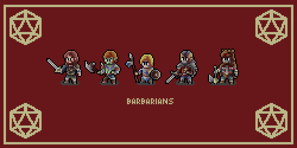 raul_volp's tweet photo. Some of the fantasy rpg classes tokens that I done lately preparing for the patreon page. =) #pixelart #2dart #2dartist #aseprite #digitalart #pixelartist #gameart #ttpgames #ドット絵 #vttrpg #rpg #ttprpg #dnd #dnd5e #dungeonsanddragons #rpgtokens #roll20 https://t.co/eN9uvdAyHz