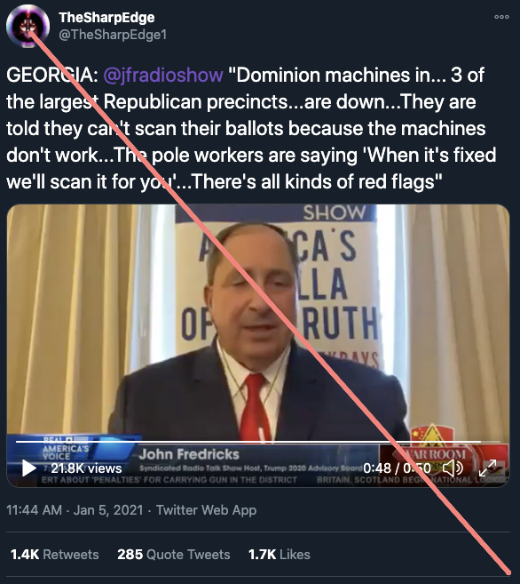 1. No, there is no ongoing mass outage of voting machines in GA Republican strongholds according to election officials. This was spread by the president, Steve Bannon's War Room, and others. 68,000 views on YouTube alone.