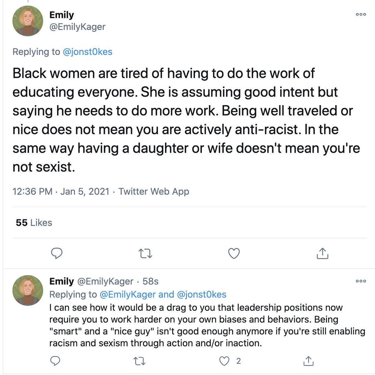 This is an amazing pair of tweets so I'm going to talk about them, & I'll do so in a way that's authentic to me but that may turn some followers off. So if this isn't your jam then I totally get it. I don't often speak this way but I'll do so, here.  https://twitter.com/EmilyKager/status/1346526049983631360