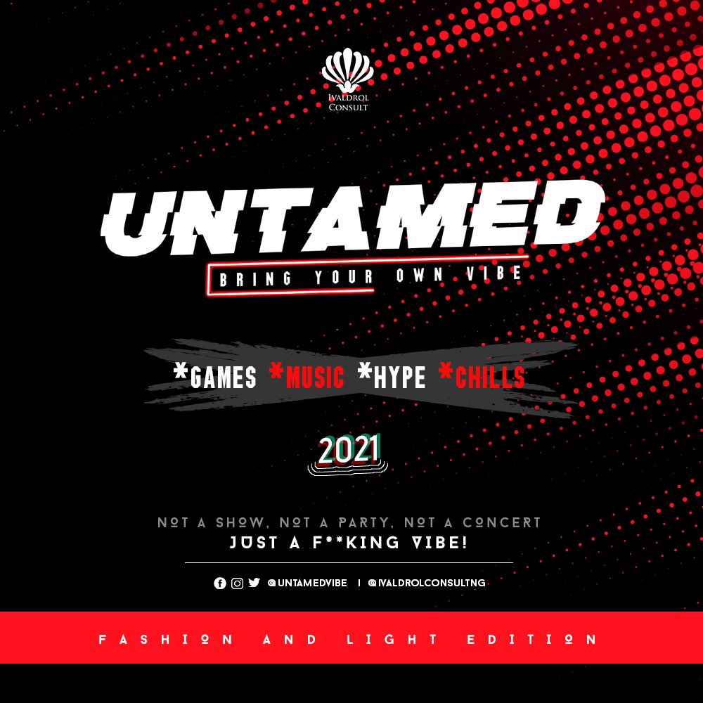 ivaldrolconsult's tweet photo. UNTAMED VIBE 2021
Bring Your Own Vibe
fashion and light edition
More details soon! Anticipate
#untamedvibe #BYOV #ivaldrolconsultng #bringyourownvibe #untamedvibe2021 #FALedition #fashionandlight cc: @UntamedVibe https://t.co/W9tvyD12u0