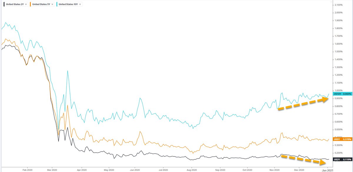 Increasing Dem odds have been pushing assets since November, from bitcoin to the dollar to yields, all expressions of the same macro trade with their own particularities. Check the US yield curve steepening (vaccine news also played a role in that) 
