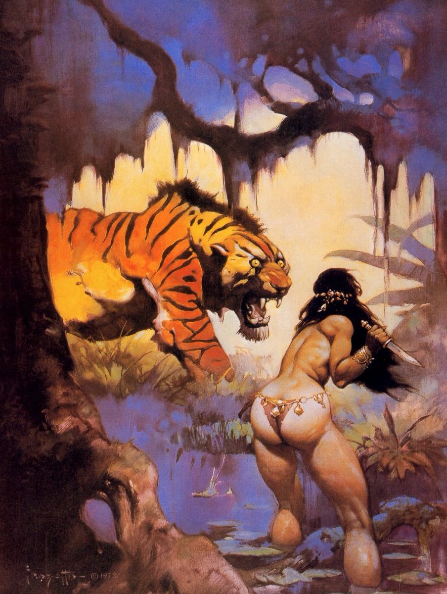From that point on Frazetta was very much in demand: Edgar Rice Burroughs was another series of books that were a perfect match for the Frazetta style, and he worked at a phenomenal pace in the late '60s and early '70s to meet the demand for his talents.