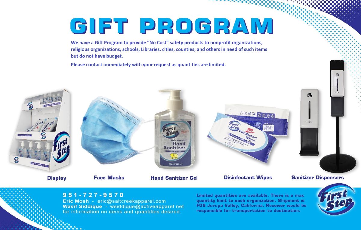 Get Free Sanitizers, Wipes, Masks and Dispensers - mailchi.mp/firststepsafet…