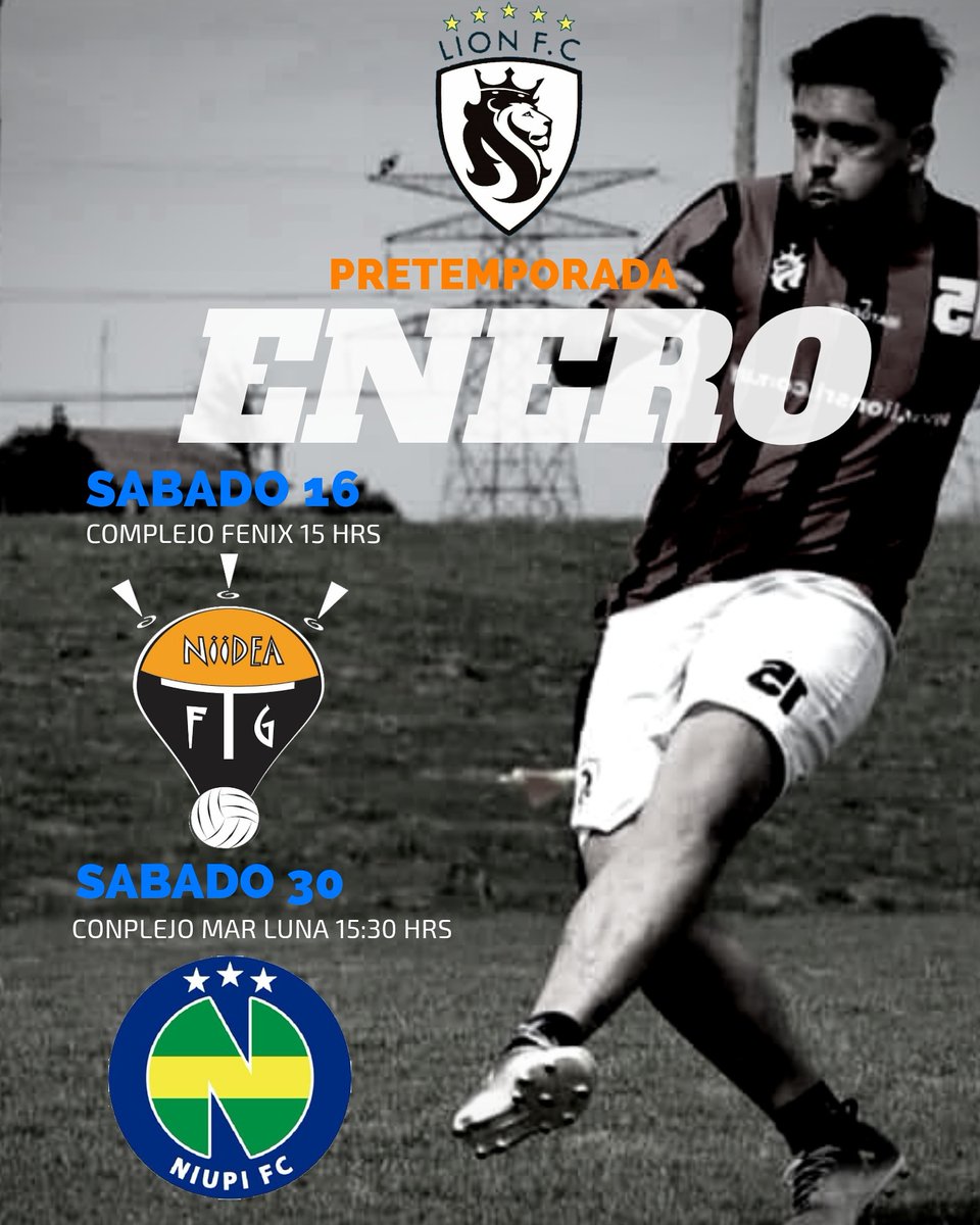 LIONFC2018's tweet photo. Pretemporada 2021 Enero
16/1 @NiideaFG1 
30/1 @niupi
Vamos con todo!!
#wearelion🦁🏆🏆🏆🏆🏆 https://t.co/VNnW5xxEV4