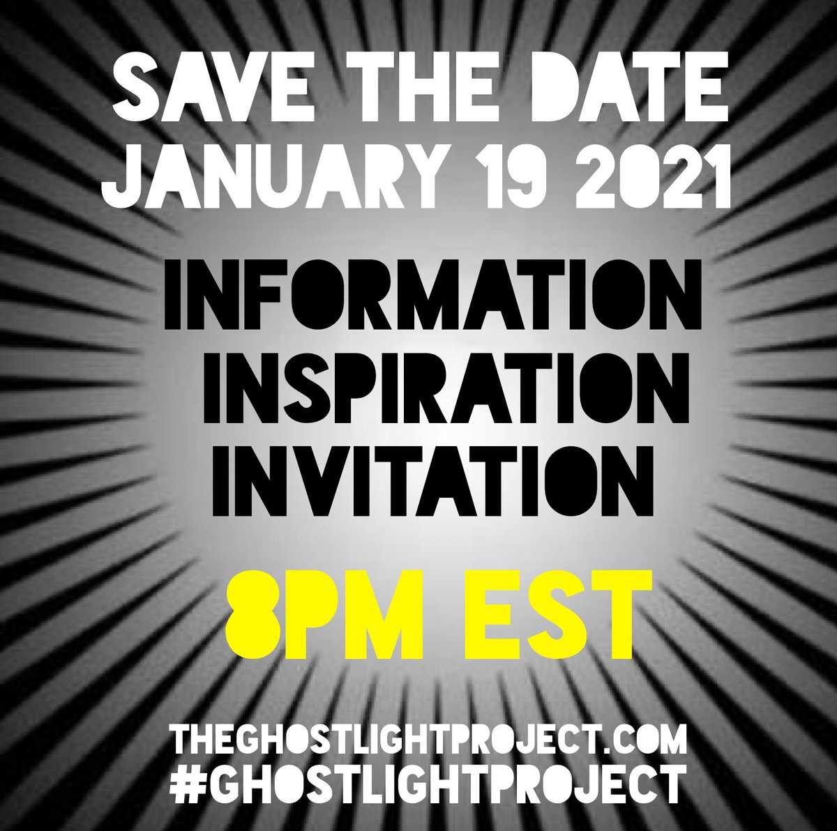 GhostlightProj's tweet image. 4 years ago, we gathered to shed light. On January 19th, 2021 at 8pm EST, we will gather again. Part pep-rally &amp;amp; part teach-in, this event will bring together artists &amp;amp; organizers from across the country to share, offer &amp;amp; refuel our fire for the years ahead. #GhostLightProject