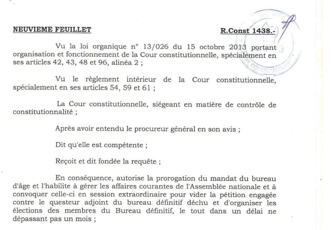 StanysBujakera's tweet photo. #RDC: Arrêt de la cour constitutionnelle sur les compétences du bureau d'âge 👇 https://t.co/0hlIyW966Q