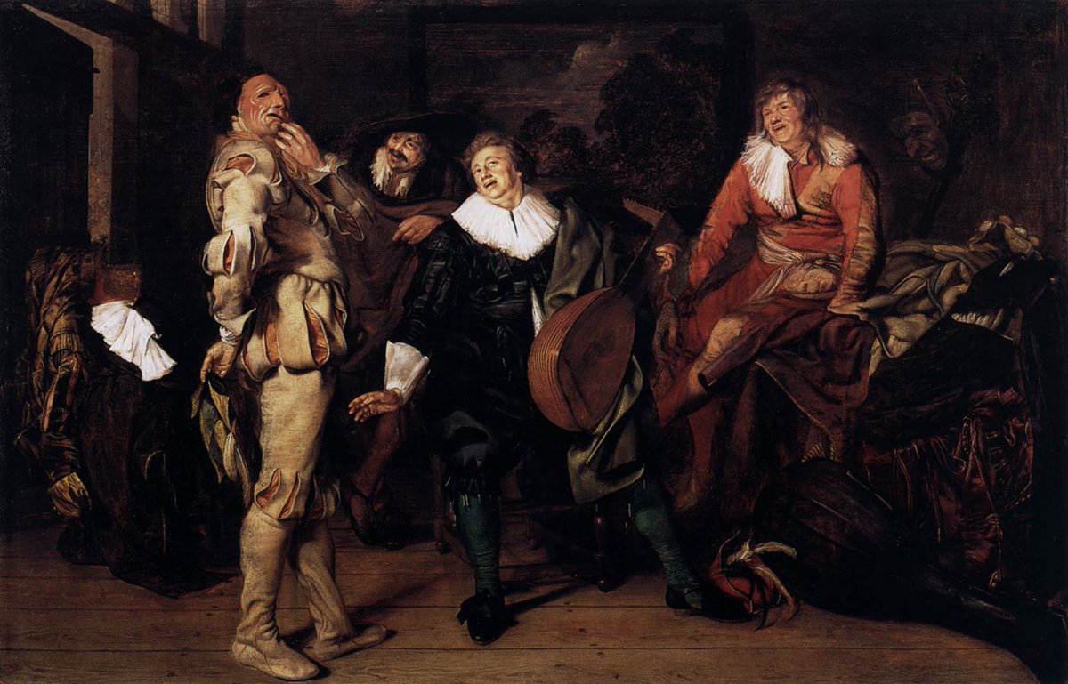 artist_vandyck's tweet image. Here's an image with a similar color scheme from Pieter Codde: The Actors' Changing Room, 1635 wikiart.org/en/pieter-codd… #pietercodde #codde