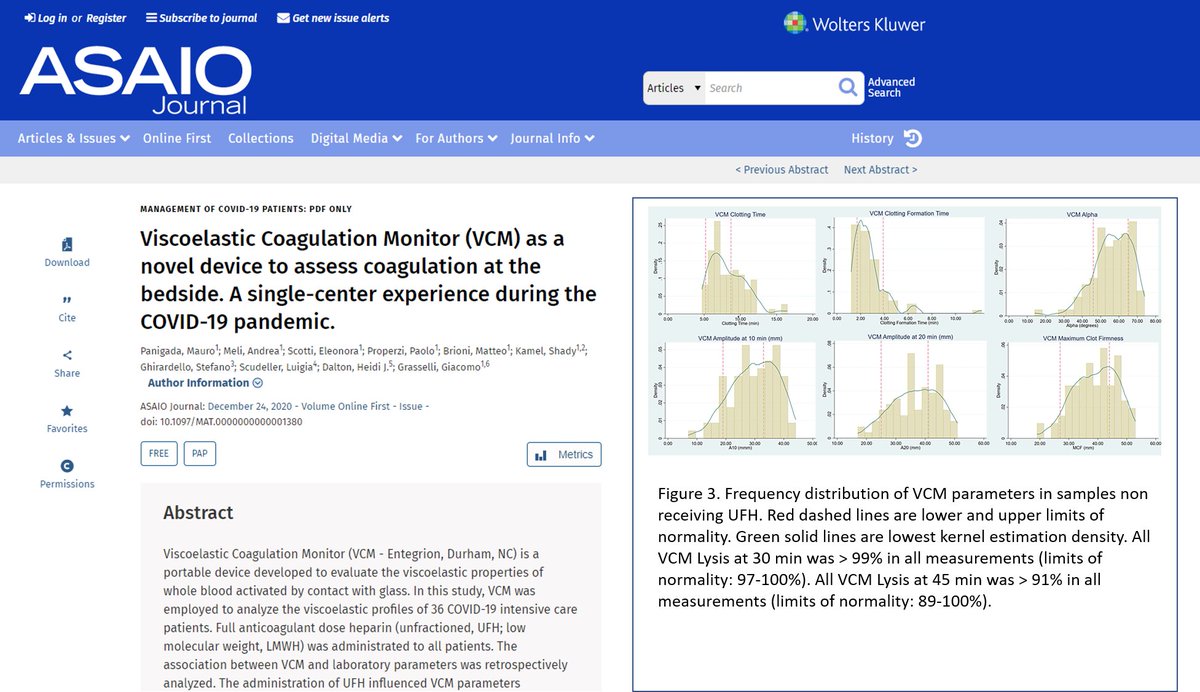 asaiojournal's tweet photo. FREE #OnlineFirst Viscoelastic Coagulation Monitor (VCM) as a novel device to assess coagulation at the bedside. A single-center experience during the COVID-19 pandemic
https://t.co/zh1sWPNx6k
@gnamooo @HeidiDalton26

#COVID19 #Coagulation #Thromboelastography #Thrombosis https://t.co/ryqCQmbXNM