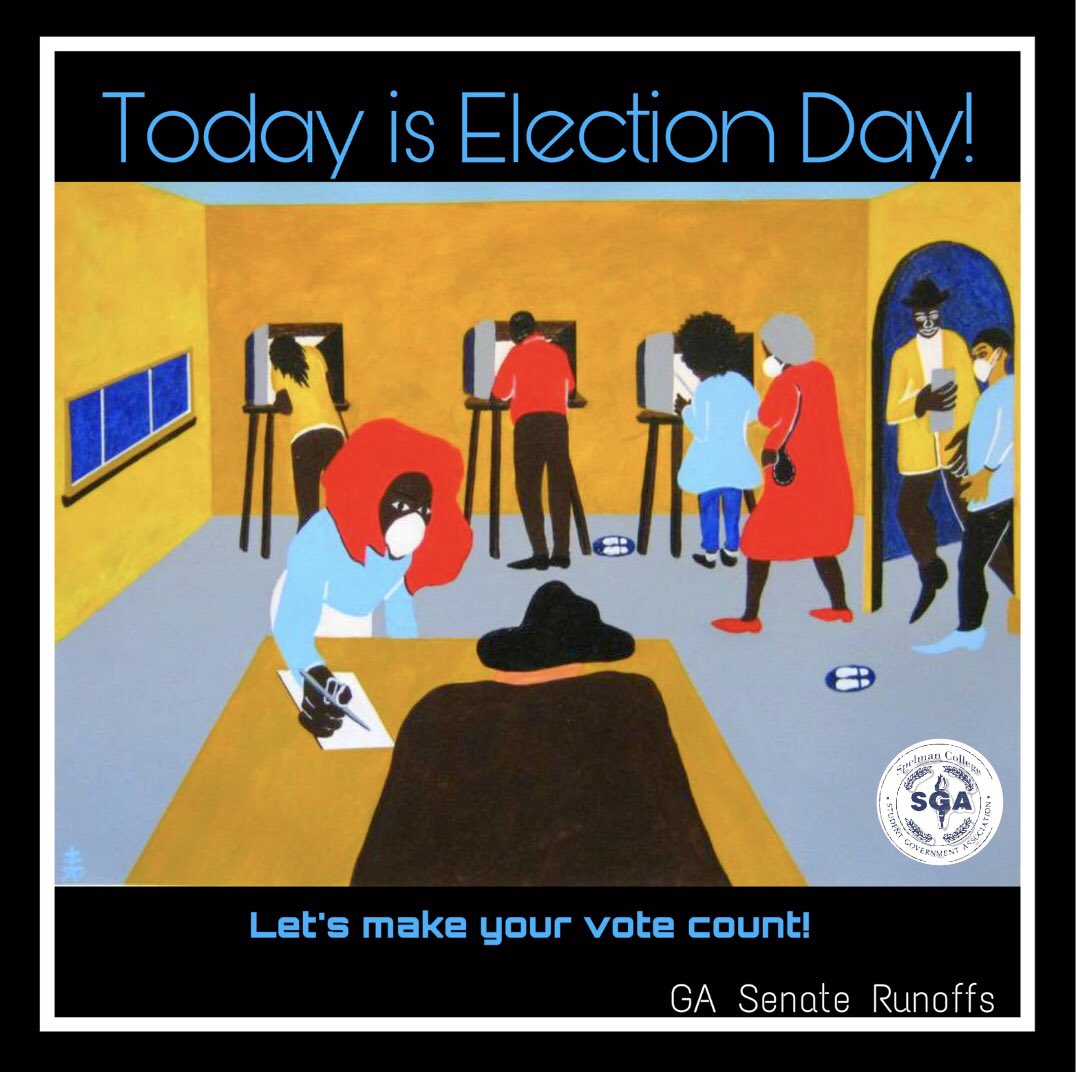 SpelmanSGA's tweet photo. Todayโs the day, Georgia! ๐ฅณ Get out the vote! โ๏ธ For information on your polling place and more, please visit https://t.co/a7gaBbqv0v! If you run into any issues while voting, call the Georgia Voter Protection Hotline: 888-730-5816! #Redefined79 #StudentsLikeYou #gapol https://t.co/xAfuHxELfm