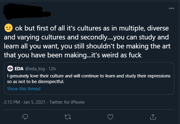 eroticaprincess's tweet photo. English isn't Eda's first language. he apologized to the outrage mob. and even tried his best to explain that he will try to learn more about NA cultures so he won't unintentionally be disrespectful.

here's how the outrage mob responded to his apology: https://t.co/6bquCmBL4u