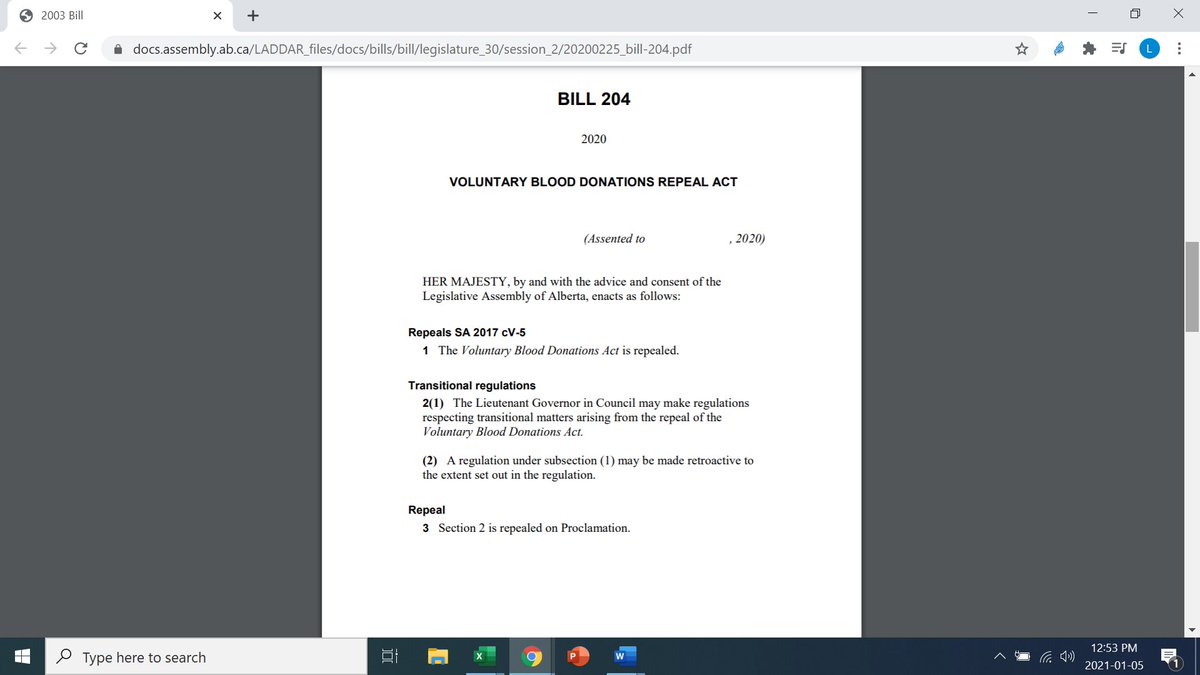 Lorian_H's tweet photo. A "stressful year passing his private member's bill"? His bill is a whopping 1 page long. Here it is in all of its glory: https://t.co/Z9LpO1w9fY