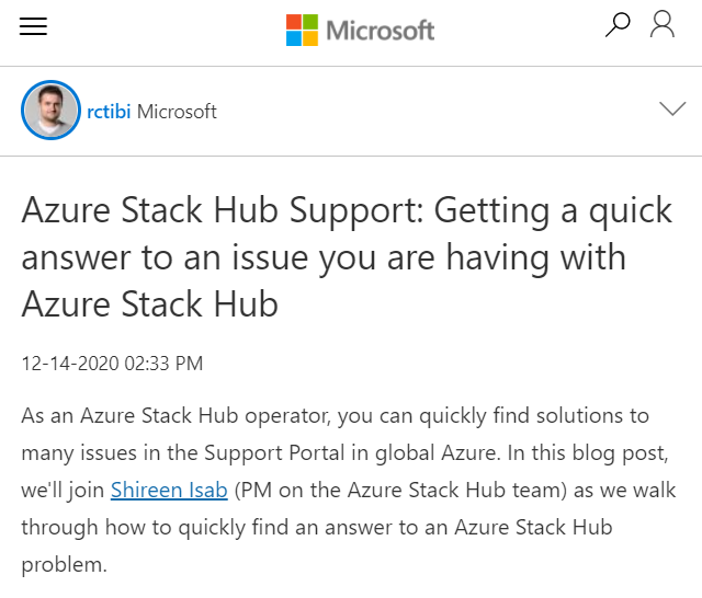 David Armour (@darmour_msft) on Twitter photo Here's a New Years ICYMI:
Check out the blog post from <a href="/rcTibi/">Tiberiu Radu</a> & Shireen Isab to learn how to quickly find an #AzureSupport answer to an #AzureStackHub problem
techcommunity.microsoft.com/t5/azure-stack…
#AzureStack Here's a New Years ICYMI:
Check out the blog post from <a href="/rcTibi/">Tiberiu Radu</a> & Shireen Isab to learn how to quickly find an #AzureSupport answer to an #AzureStackHub problem
techcommunity.microsoft.com/t5/azure-stack…
#AzureStack
