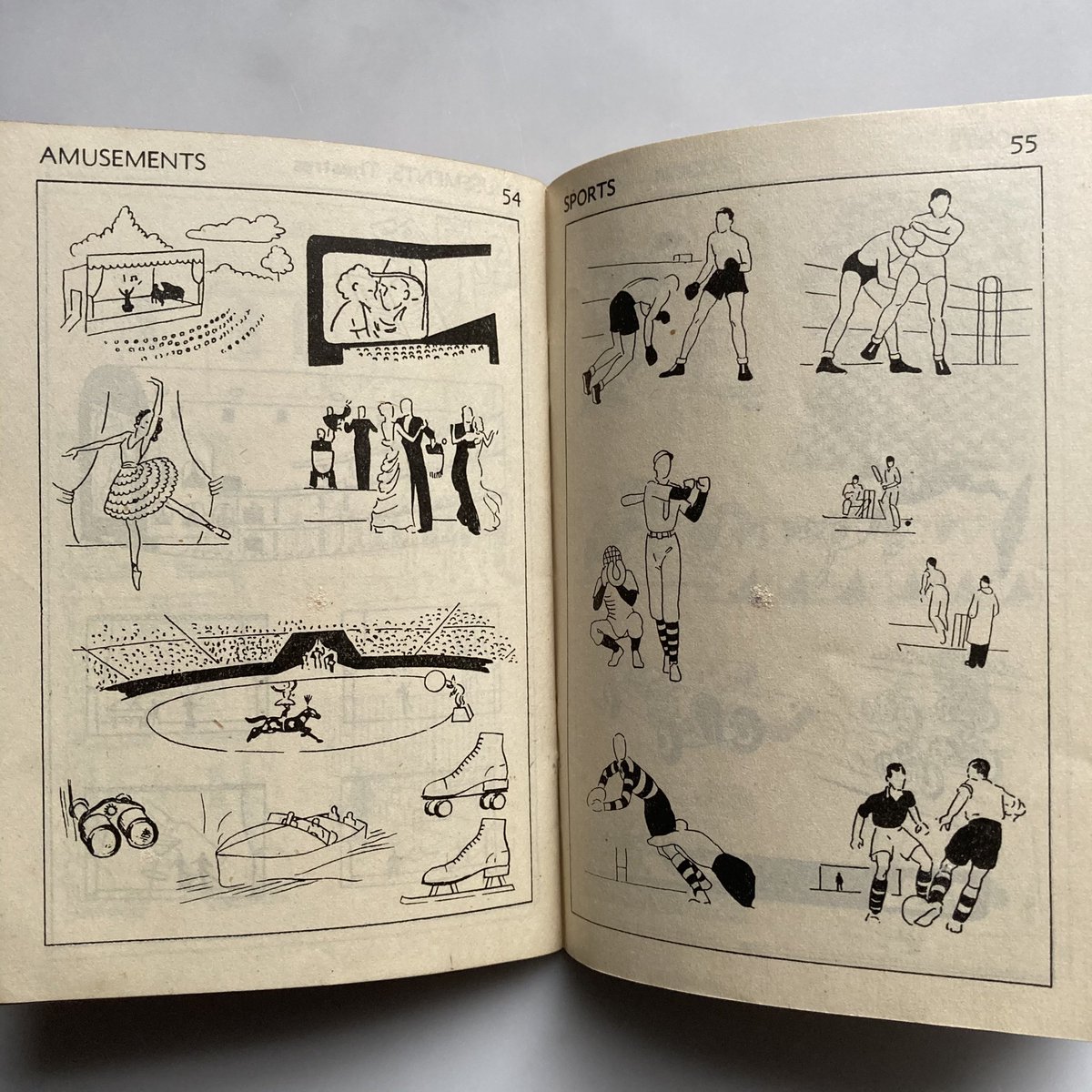 JamesWinnett_'s tweet photo. My grandad was issued with this booklet when served in Germany immediately after WWII. My nan sent it me for Christmas... Thinking about travel, communication and our relationship with Europe. Beautiful drawings too! πͺπΊ #thanksnan #pointitout https://t.co/QxXEFpfMHU